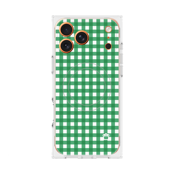 プレミアムスクエアケース with MagSafe［ Checkered Green - ギンガムチェック グリーン ］