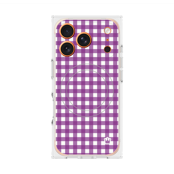 プレミアムスクエアケース with MagSafe［ Checkered Purple - ギンガムチェック パープル ］