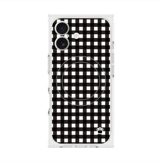 プレミアムスクエアケース with MagSafe［ Checkered Purple - ギンガムチェック ブラック ］