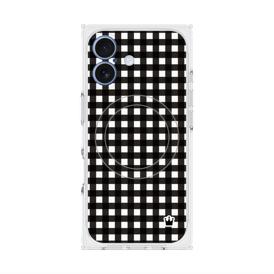 プレミアムスクエアケース with MagSafe［ Checkered Purple - ギンガムチェック ブラック ］