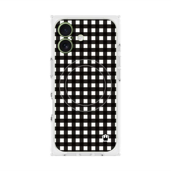 プレミアムスクエアケース with MagSafe［ Checkered Purple - ギンガムチェック ブラック ］