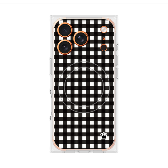 プレミアムスクエアケース with MagSafe［ Checkered Purple - ギンガムチェック ブラック ］