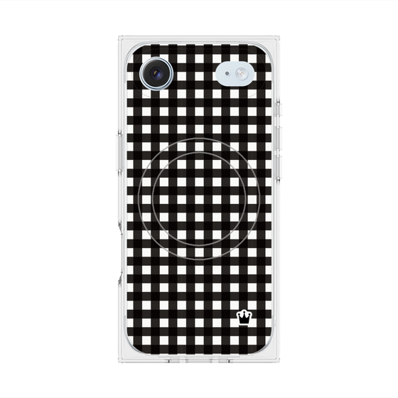 プレミアムスクエアケース with MagSafe［ Checkered Purple - ギンガムチェック ブラック ］