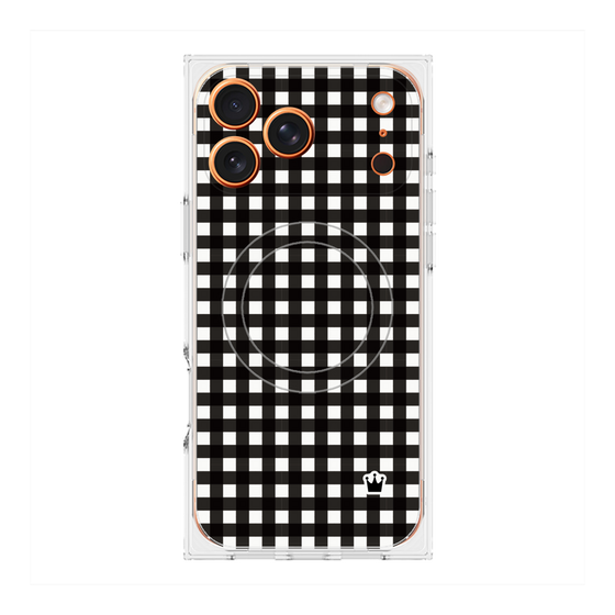プレミアムスクエアケース with MagSafe［ Checkered Purple - ギンガムチェック ブラック ］