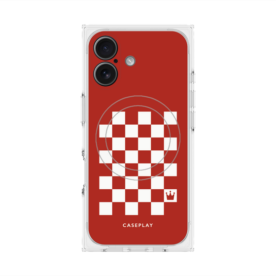 プレミアムスクエアケース with MagSafe［ Racing checkered flag Red - レーシングチェッカーフラッグ レッド ］