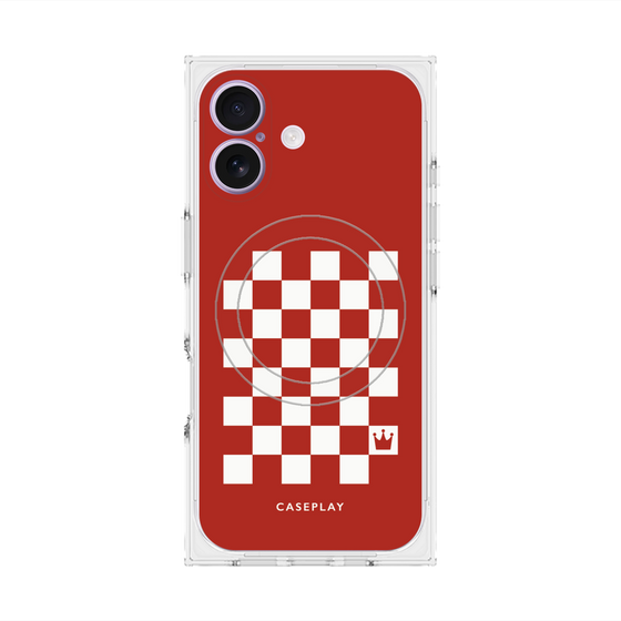プレミアムスクエアケース with MagSafe［ Racing checkered flag Red - レーシングチェッカーフラッグ レッド ］