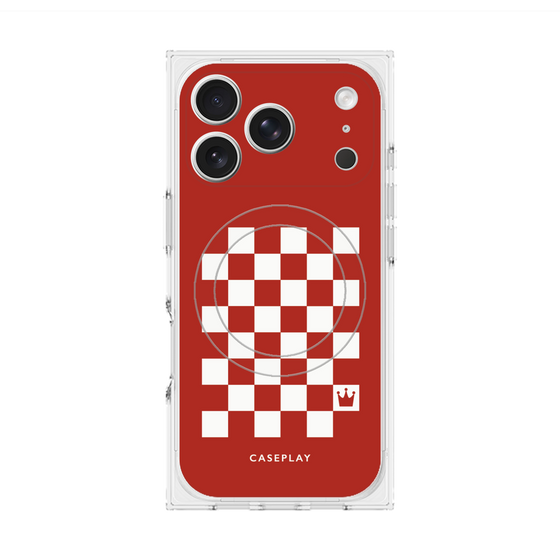 プレミアムスクエアケース with MagSafe［ Racing checkered flag Red - レーシングチェッカーフラッグ レッド ］