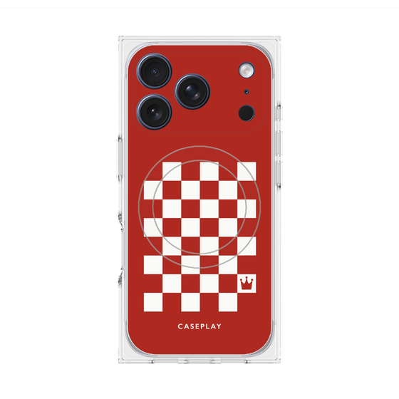 プレミアムスクエアケース with MagSafe［ Racing checkered flag Red - レーシングチェッカーフラッグ レッド ］