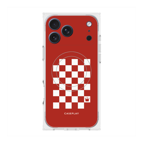 プレミアムスクエアケース with MagSafe［ Racing checkered flag Red - レーシングチェッカーフラッグ レッド ］