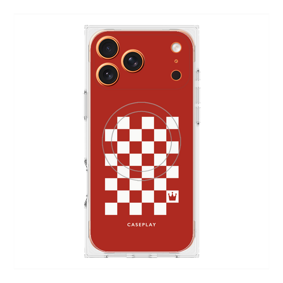 プレミアムスクエアケース with MagSafe［ Racing checkered flag Red - レーシングチェッカーフラッグ レッド ］