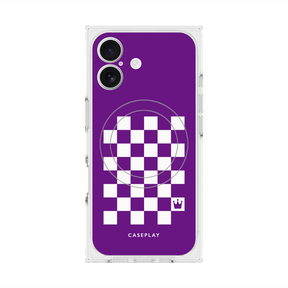 プレミアムスクエアケース with MagSafe［ Racing checkered flag Purple - レーシングチェッカーフラッグ パープル ］