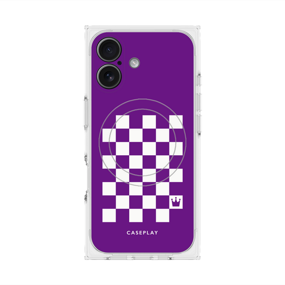 プレミアムスクエアケース with MagSafe［ Racing checkered flag Purple - レーシングチェッカーフラッグ パープル ］