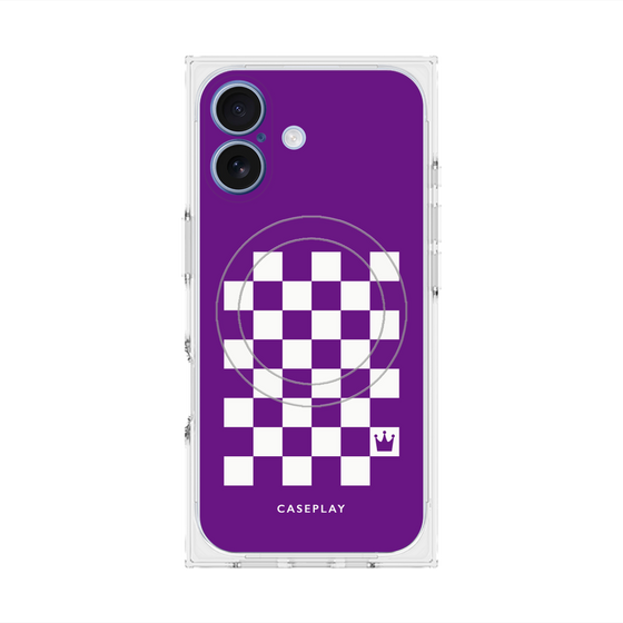 プレミアムスクエアケース with MagSafe［ Racing checkered flag Purple - レーシングチェッカーフラッグ パープル ］