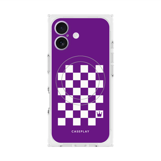 プレミアムスクエアケース with MagSafe［ Racing checkered flag Purple - レーシングチェッカーフラッグ パープル ］