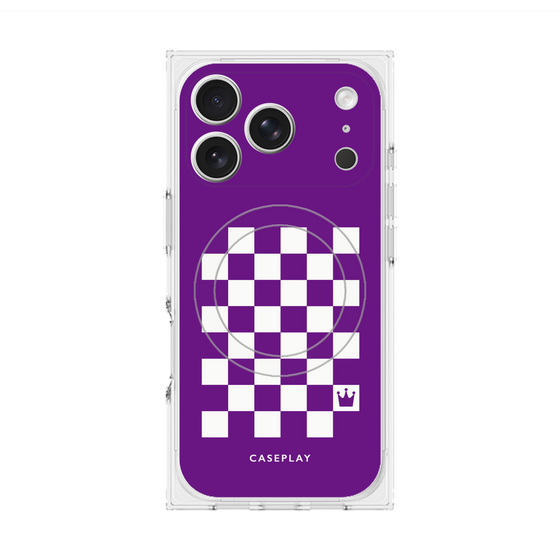 プレミアムスクエアケース with MagSafe［ Racing checkered flag Purple - レーシングチェッカーフラッグ パープル ］
