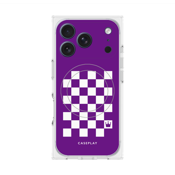 プレミアムスクエアケース with MagSafe［ Racing checkered flag Purple - レーシングチェッカーフラッグ パープル ］
