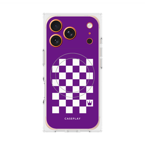 プレミアムスクエアケース with MagSafe［ Racing checkered flag Purple - レーシングチェッカーフラッグ パープル ］