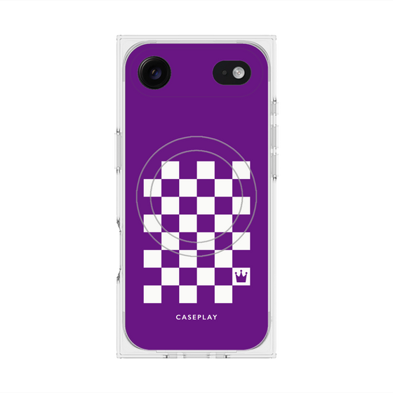 プレミアムスクエアケース with MagSafe［ Racing checkered flag Purple - レーシングチェッカーフラッグ パープル ］