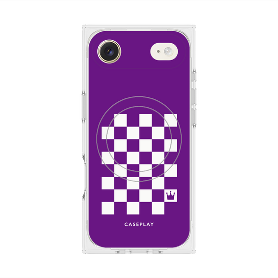 プレミアムスクエアケース with MagSafe［ Racing checkered flag Purple - レーシングチェッカーフラッグ パープル ］