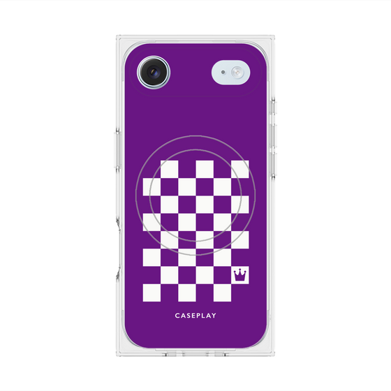 プレミアムスクエアケース with MagSafe［ Racing checkered flag Purple - レーシングチェッカーフラッグ パープル ］
