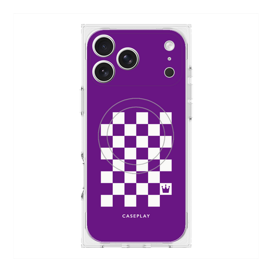 プレミアムスクエアケース with MagSafe［ Racing checkered flag Purple - レーシングチェッカーフラッグ パープル ］