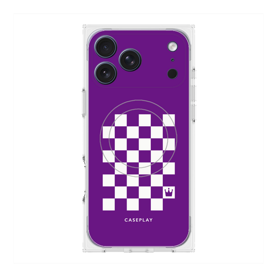 プレミアムスクエアケース with MagSafe［ Racing checkered flag Purple - レーシングチェッカーフラッグ パープル ］
