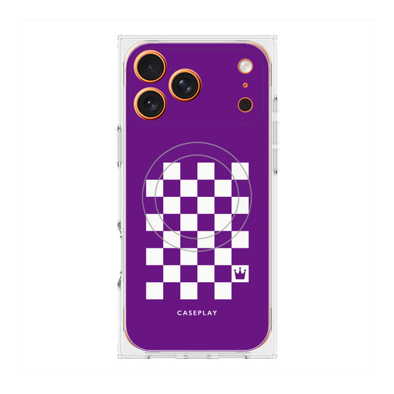 プレミアムスクエアケース with MagSafe［ Racing checkered flag Purple - レーシングチェッカーフラッグ パープル ］