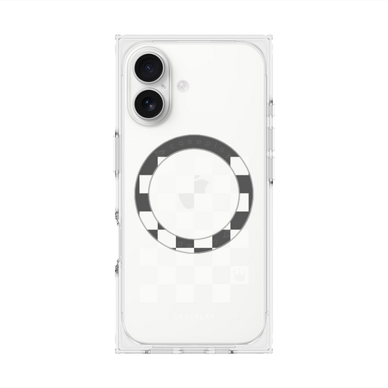 プレミアムスクエアケース with MagSafe［ Racing checkered flag White - レーシングチェッカーフラッグ ホワイト ］
