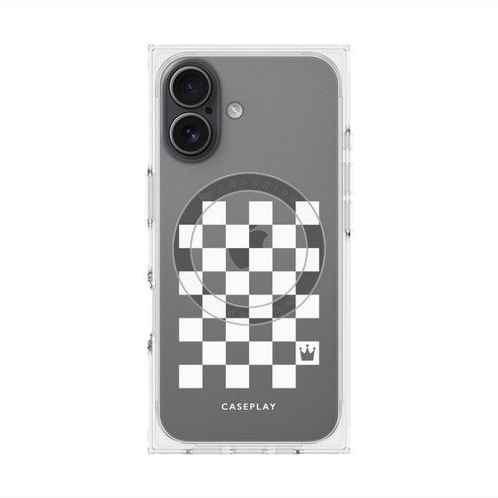 プレミアムスクエアケース with MagSafe［ Racing checkered flag White - レーシングチェッカーフラッグ ホワイト ］