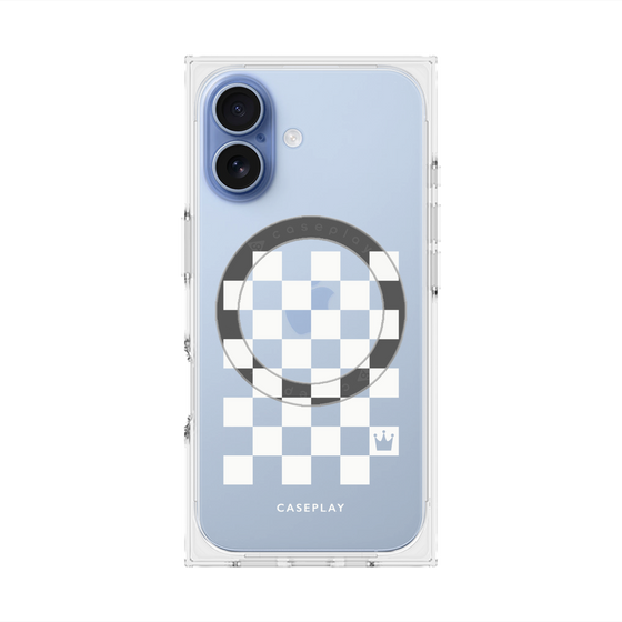 プレミアムスクエアケース with MagSafe［ Racing checkered flag White - レーシングチェッカーフラッグ ホワイト ］