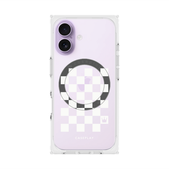 プレミアムスクエアケース with MagSafe［ Racing checkered flag White - レーシングチェッカーフラッグ ホワイト ］