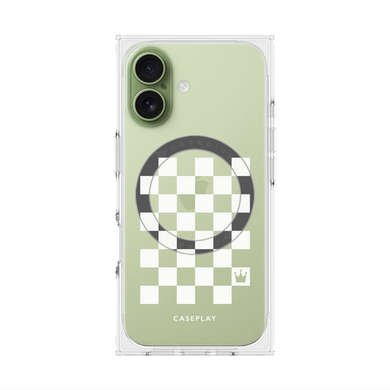 プレミアムスクエアケース with MagSafe［ Racing checkered flag White - レーシングチェッカーフラッグ ホワイト ］
