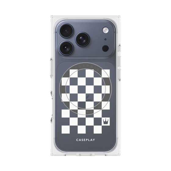 プレミアムスクエアケース with MagSafe［ Racing checkered flag White - レーシングチェッカーフラッグ ホワイト ］