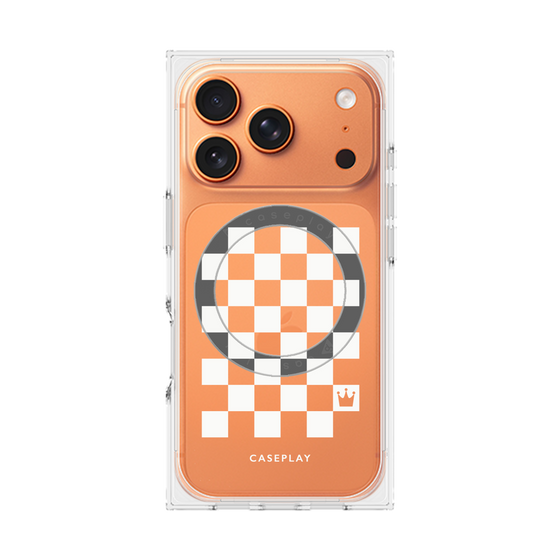 プレミアムスクエアケース with MagSafe［ Racing checkered flag White - レーシングチェッカーフラッグ ホワイト ］
