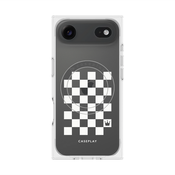 プレミアムスクエアケース with MagSafe［ Racing checkered flag White - レーシングチェッカーフラッグ ホワイト ］