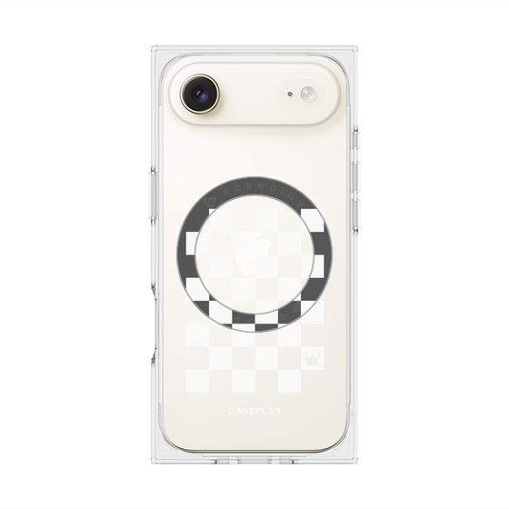 プレミアムスクエアケース with MagSafe［ Racing checkered flag White - レーシングチェッカーフラッグ ホワイト ］