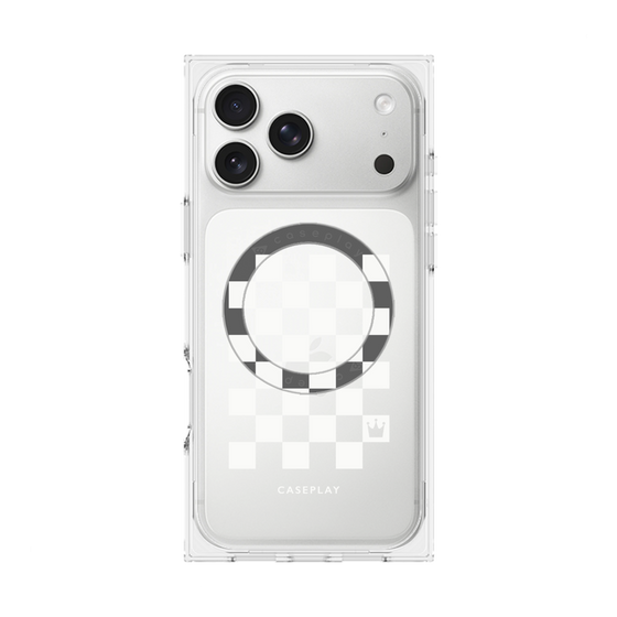 プレミアムスクエアケース with MagSafe［ Racing checkered flag White - レーシングチェッカーフラッグ ホワイト ］