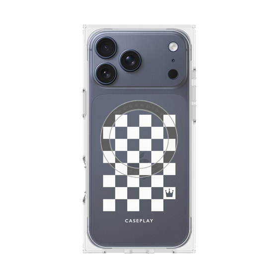 プレミアムスクエアケース with MagSafe［ Racing checkered flag White - レーシングチェッカーフラッグ ホワイト ］