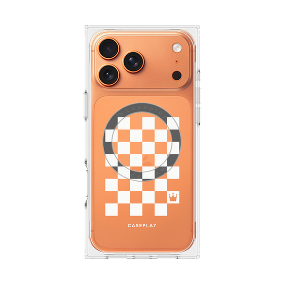 プレミアムスクエアケース with MagSafe［ Racing checkered flag White - レーシングチェッカーフラッグ ホワイト ］