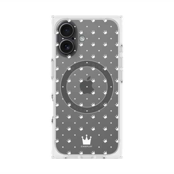 プレミアムスクエアケース with MagSafe［ CASEPLAY Crown dots White - ケースプレイ・クラウン・ドッツ ホワイト ］