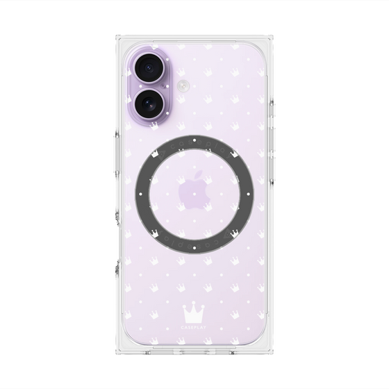 プレミアムスクエアケース with MagSafe［ CASEPLAY Crown dots White - ケースプレイ・クラウン・ドッツ ホワイト ］