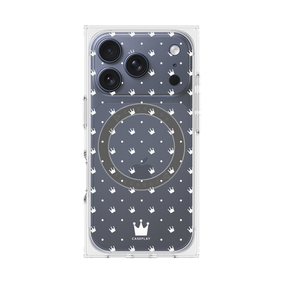 プレミアムスクエアケース with MagSafe［ CASEPLAY Crown dots White - ケースプレイ・クラウン・ドッツ ホワイト ］