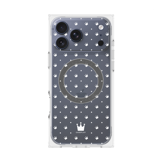 プレミアムスクエアケース with MagSafe［ CASEPLAY Crown dots White - ケースプレイ・クラウン・ドッツ ホワイト ］