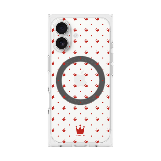 プレミアムスクエアケース with MagSafe［ CASEPLAY Crown dots Red - ケースプレイ・クラウン・ドッツ レッド ］