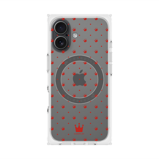 プレミアムスクエアケース with MagSafe［ CASEPLAY Crown dots Red - ケースプレイ・クラウン・ドッツ レッド ］