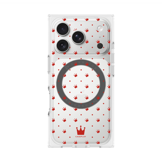 プレミアムスクエアケース with MagSafe［ CASEPLAY Crown dots Red - ケースプレイ・クラウン・ドッツ レッド ］