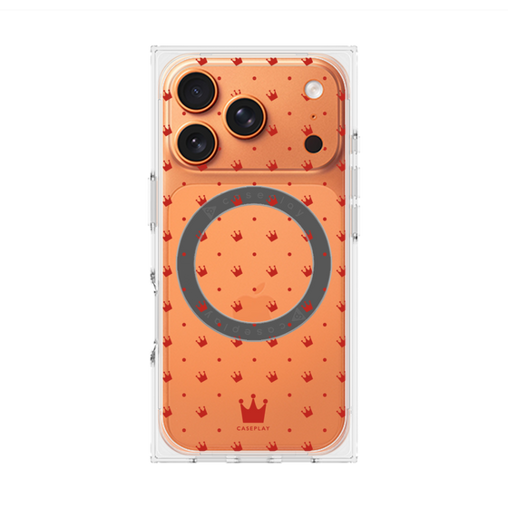 プレミアムスクエアケース with MagSafe［ CASEPLAY Crown dots Red - ケースプレイ・クラウン・ドッツ レッド ］