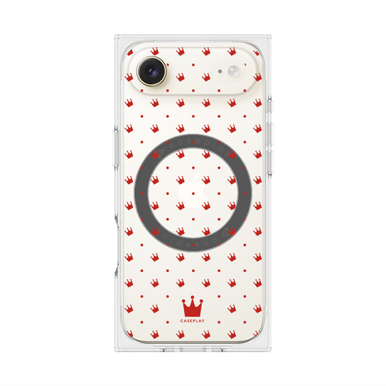 プレミアムスクエアケース with MagSafe［ CASEPLAY Crown dots Red - ケースプレイ・クラウン・ドッツ レッド ］