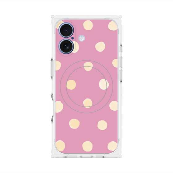 プレミアムスクエアケース with MagSafe［ 水彩ドット・レトロカラー - Pink ］