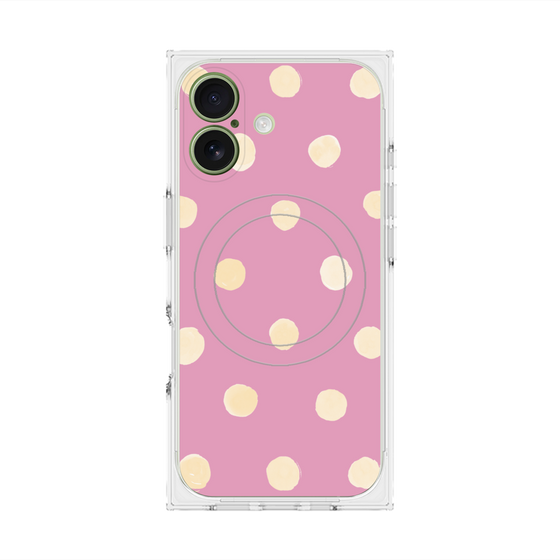 プレミアムスクエアケース with MagSafe［ 水彩ドット・レトロカラー - Pink ］